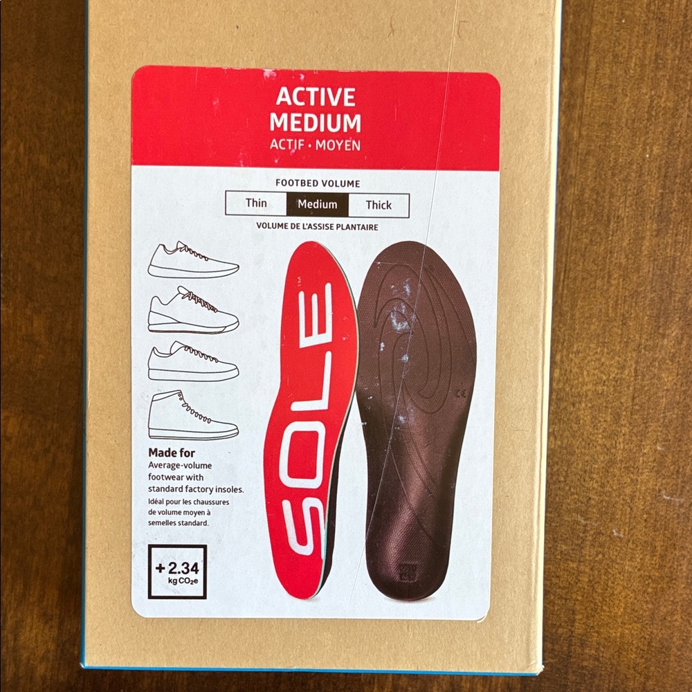 Active Medium Replacement Insoles - Brown/Red - men’s size 9/women’s size 11